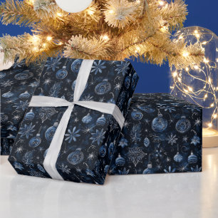 Papel De Regalo Ornamentos navideños alumbran Navidades Florales A