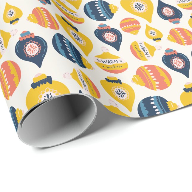 Papel De Regalo Ornamentos navideños de estilo sardino de arte fol (Esquina del rollo)