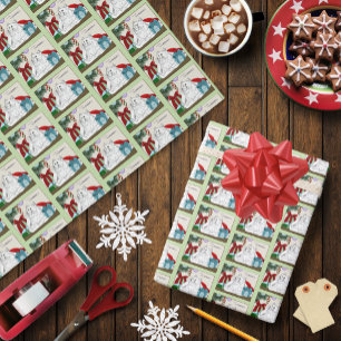 Papel De Regalo Ornamentos navideños de gato blanco divertidos