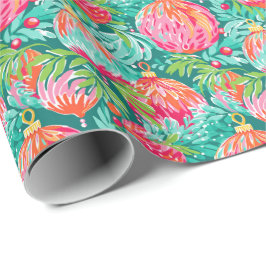 Papel De Regalo Ornamentos navideños de la Playa de Palm Brillante