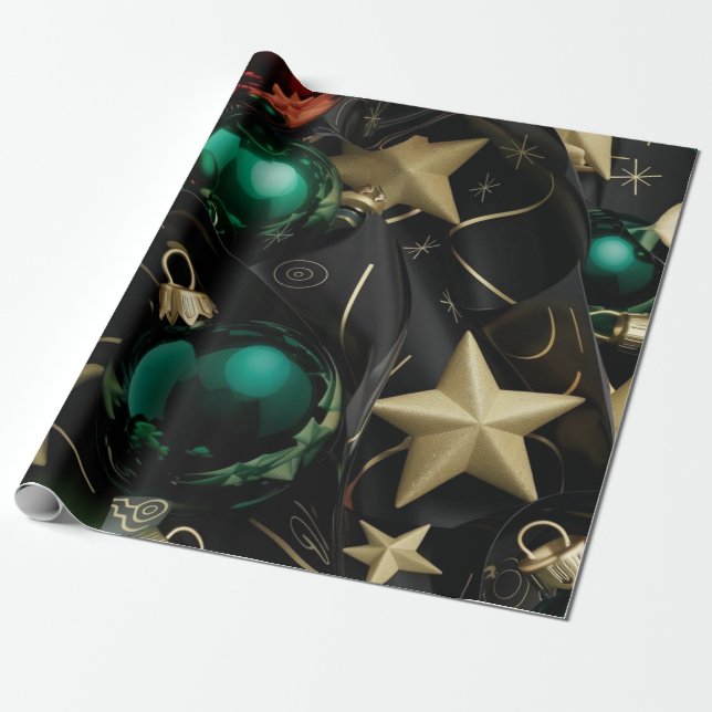 Papel De Regalo Ornamentos navideños de lujo (Desenrollado)