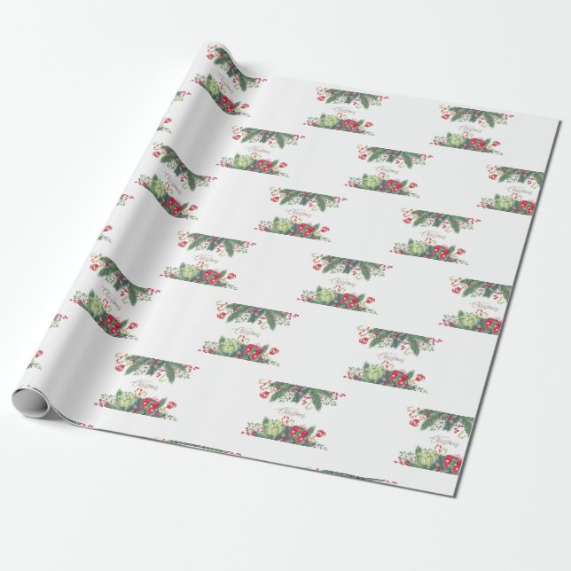 Papel De Regalo Ornamentos vintage navideños (Desenrollado)