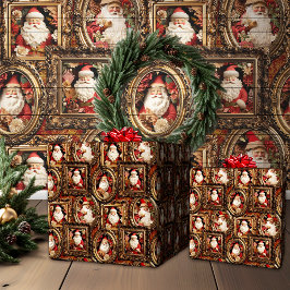 Papel De Regalo Ornate 3D Padre Navidad