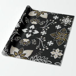 Papel De Regalo Ornate black and white floral pattern 