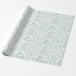 Papel De Regalo Ornate Classic Vintage Merry Christmas Green Toile