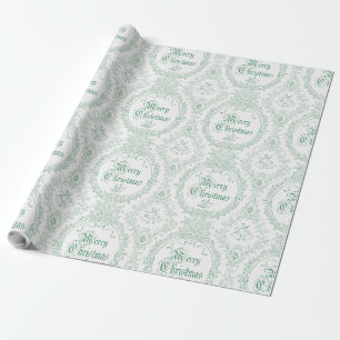 Papel De Regalo Ornate Classic Vintage Merry Christmas Green Toile