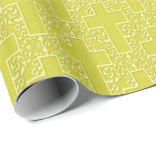 Papel De Regalo Ornate Cross-12-Yellow