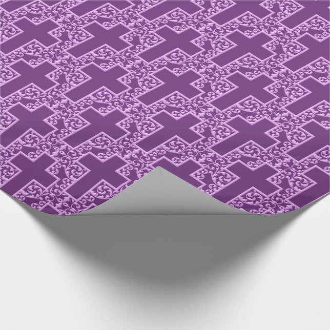 Papel De Regalo Ornate Cross-7-Purple (Esquina)