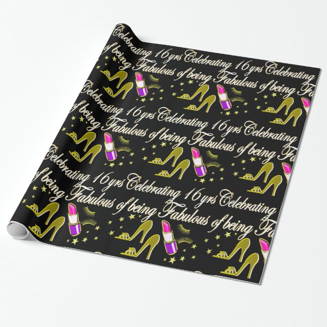 PAPEL DE REGALO ORO 16 Y FABULOUS DIVA DISEÑO (Desenrollado)