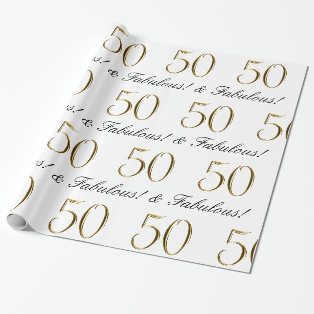 Papel De Regalo Oro 50 y 50.o regalo de cumpleaños fabuloso del | (Desenrollado)