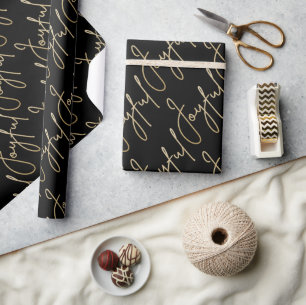 Papel De Regalo Oro ALEGRE sobre negro