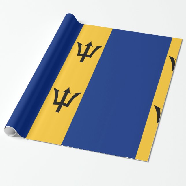 Papel De Regalo Oro amarillo azul de Barbados (Desenrollado)