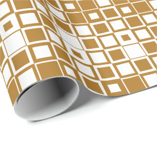 Papel De Regalo Oro Antiguo Mate y Cuadrado Blanco Dentro de Cuadr