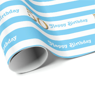 Papel De Regalo oro blanco azul del 50.o cumpleaños