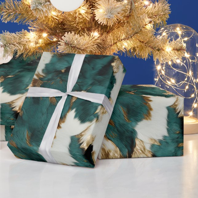 Papel De Regalo Oro blanco verde (Vacaciones)