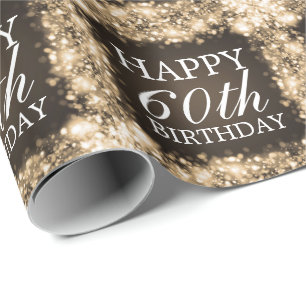 Papel De Regalo Oro chispeante de las luces del feliz cumpleaños