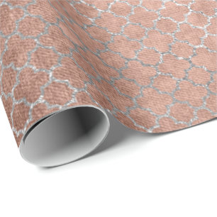 Papel De Regalo Oro color de rosa rosado atractivo de plata de