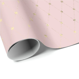 Papel De Regalo Oro color de rosa rosado cortado diamante delicado