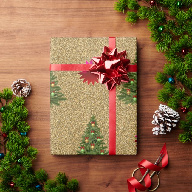 Papel De Regalo Oro de árbol de Navidad (Regalo de vacaciones)