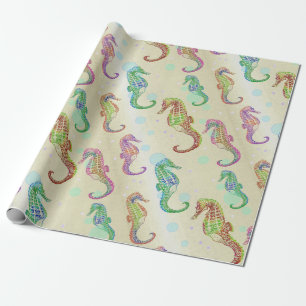 Papel De Regalo Oro de los Seahorses