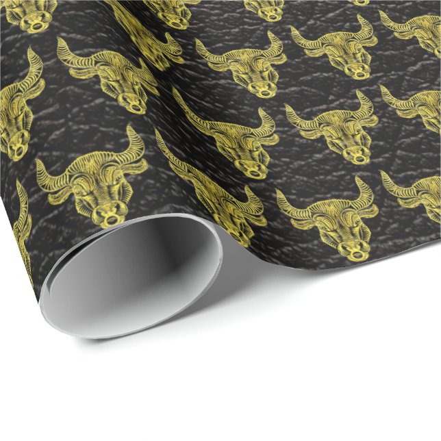 Papel De Regalo Oro de Tauro en cuero (Esquina del rollo)