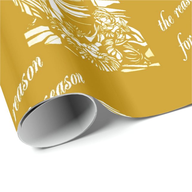 Papel De Regalo Oro del vidrio manchado de la natividad (Esquina del rollo)