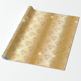 Papel De Regalo Oro Diamante Elegante Brillo Boda Compromiso
