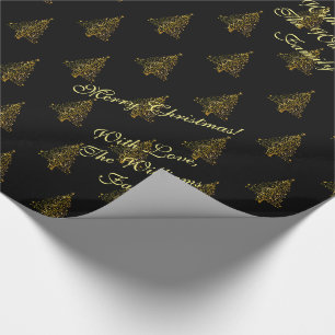 Papel De Regalo Oro elegante del negro del modelo rayado del árbo
