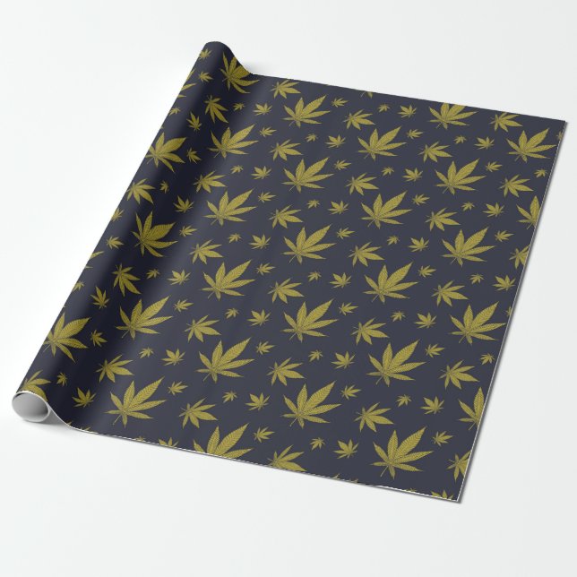 Papel De Regalo Oro en maleza legal negra (Desenrollado)