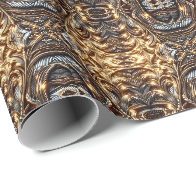 Papel De Regalo Oro Entrelazado  (Esquina del rollo)