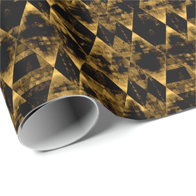 Papel De Regalo Oro errático y diamante negro (Esquina del rollo)