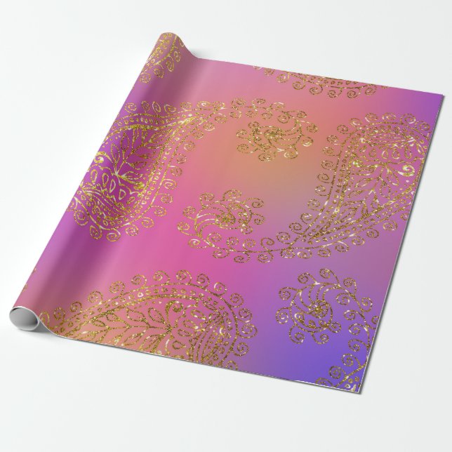 Papel De Regalo Oro Falso Árabe Bollywood (Desenrollado)