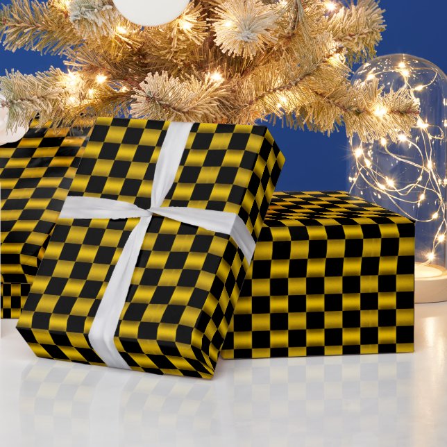Papel De Regalo Oro Falso Y Negro  (Vacaciones)