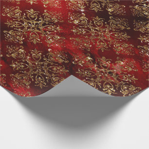 Papel De Regalo Oro Fiesta Navidad Brillo Damask Elegante