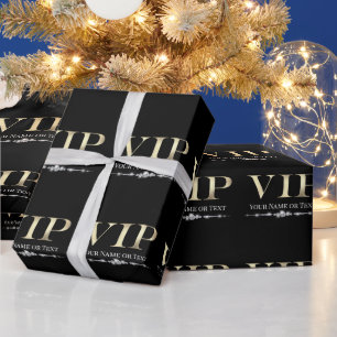 Papel De Regalo Oro Glamuroso VIP sobre Negro