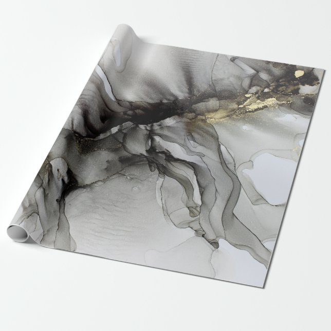Papel De Regalo Oro gris negro grueso (Desenrollado)