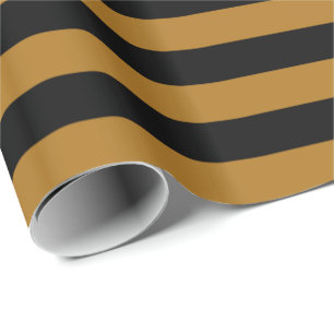 Papel De Regalo Oro Mate/Franja Negra