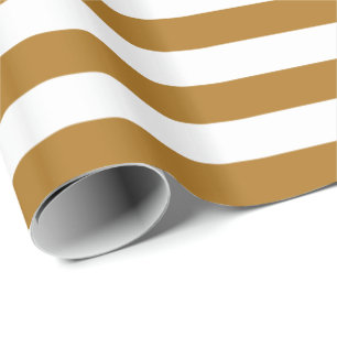 Papel De Regalo Oro Mate y Franja Blanca