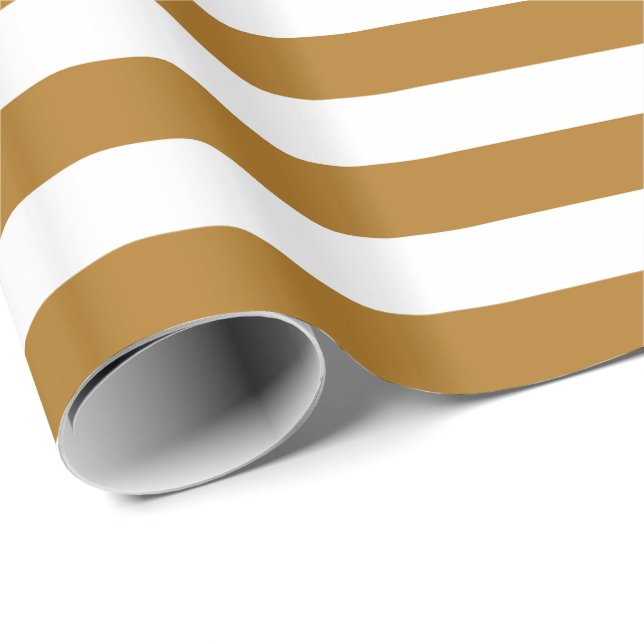 Papel De Regalo Oro Mate y Franja Blanca (Esquina del rollo)