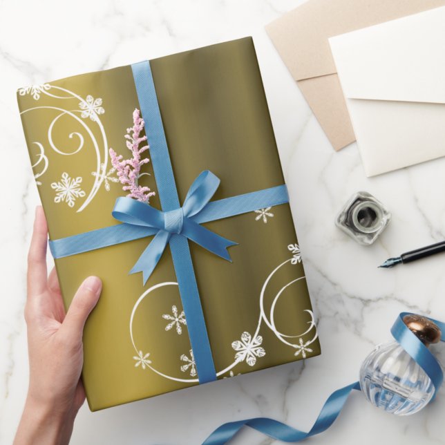 Papel De Regalo Oro metálico, Navidades de Swirls Blancos (Subido por el creador)