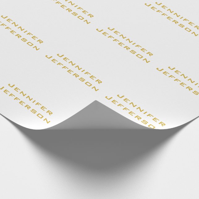 Papel De Regalo Oro metálico y blanco elegante moderno profesional (Esquina)