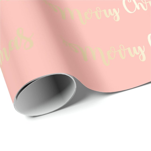 Papel De Regalo Oro moderno elegante y modelo rosado de las (Esquina del rollo)
