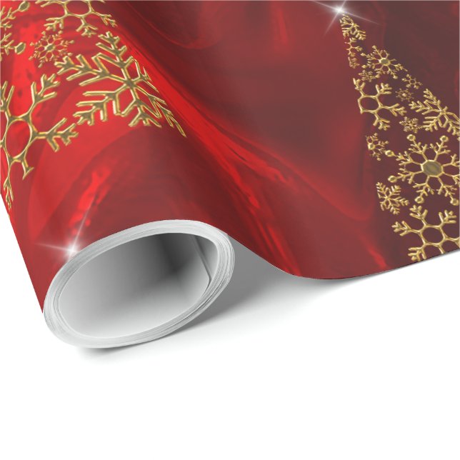 Papel De Regalo Oro moderno y Navidades rojos (Esquina del rollo)
