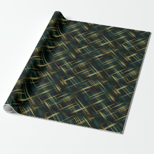 Papel De Regalo Oro moderno y verde oscuro