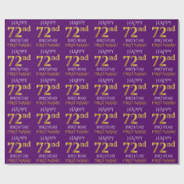 Papel De Regalo Oro morado, falso "FELIZ 72 CUMPLEAÑOS"