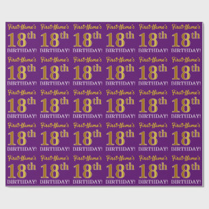 Papel De Regalo Oro morado, imitación "18 cumpleaños"