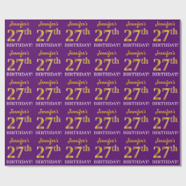 Papel De Regalo Oro morado, imitación "27 cumpleaños"