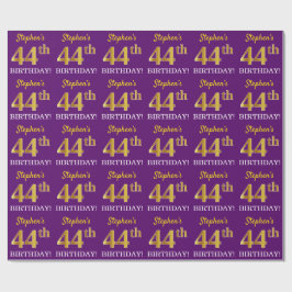Papel De Regalo Oro morado, imitación "44to cumpleaños"