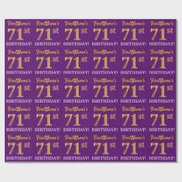 Papel De Regalo Oro morado, imitación "71 cumpleaños"