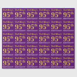 Papel De Regalo Oro morado, imitación "95° cumpleaños"